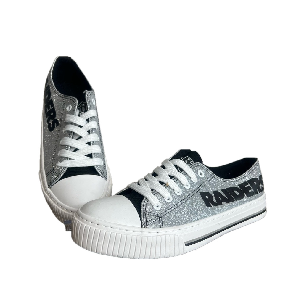 FOCO NEW Women's Las Vegas Raiders Glitter Low Top Shoe Size 9 #B1631